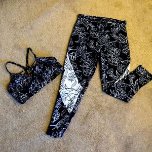 Navy floral print yoga exercise gym outfit